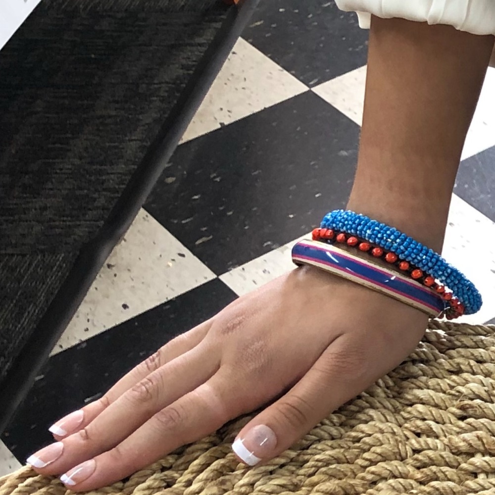 Blue and Red Beaded Bracelet Set